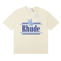 Rhude Eagle Graphic Blue Logo Cream Oversized T‑Shirt