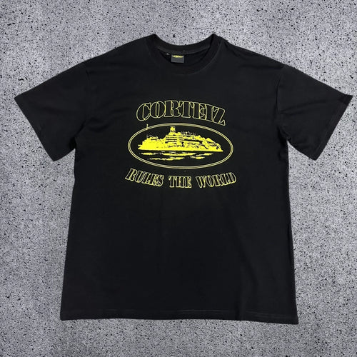 Corteiz "Rules The World" Alcatraz Graphic Tee (Black & Yellow Edition)