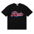 Rhude Retro Script Race Trust Logo Black Oversized T‑Shirt
