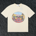 Rhude Hôtel De Gustavia Oval Badge Cream Oversized T‑Shirt