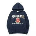 Rhude Bordeaux Club Wine Crest Graphic Oversized Hoodie Navy