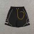 Rhude Outline Print Black Nylon Shorts