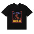 Rhude Wild Steed Horse Frame Vintage Print Black Oversized T‑Shirt