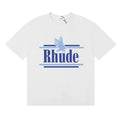 Rhude Eagle Graphic Blue Logo White Oversized T‑Shirt