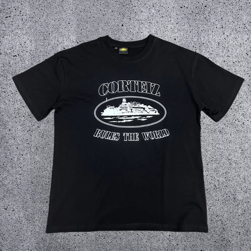 Corteiz "Rules The World" Alcatraz Graphic Tee (Black Edition)