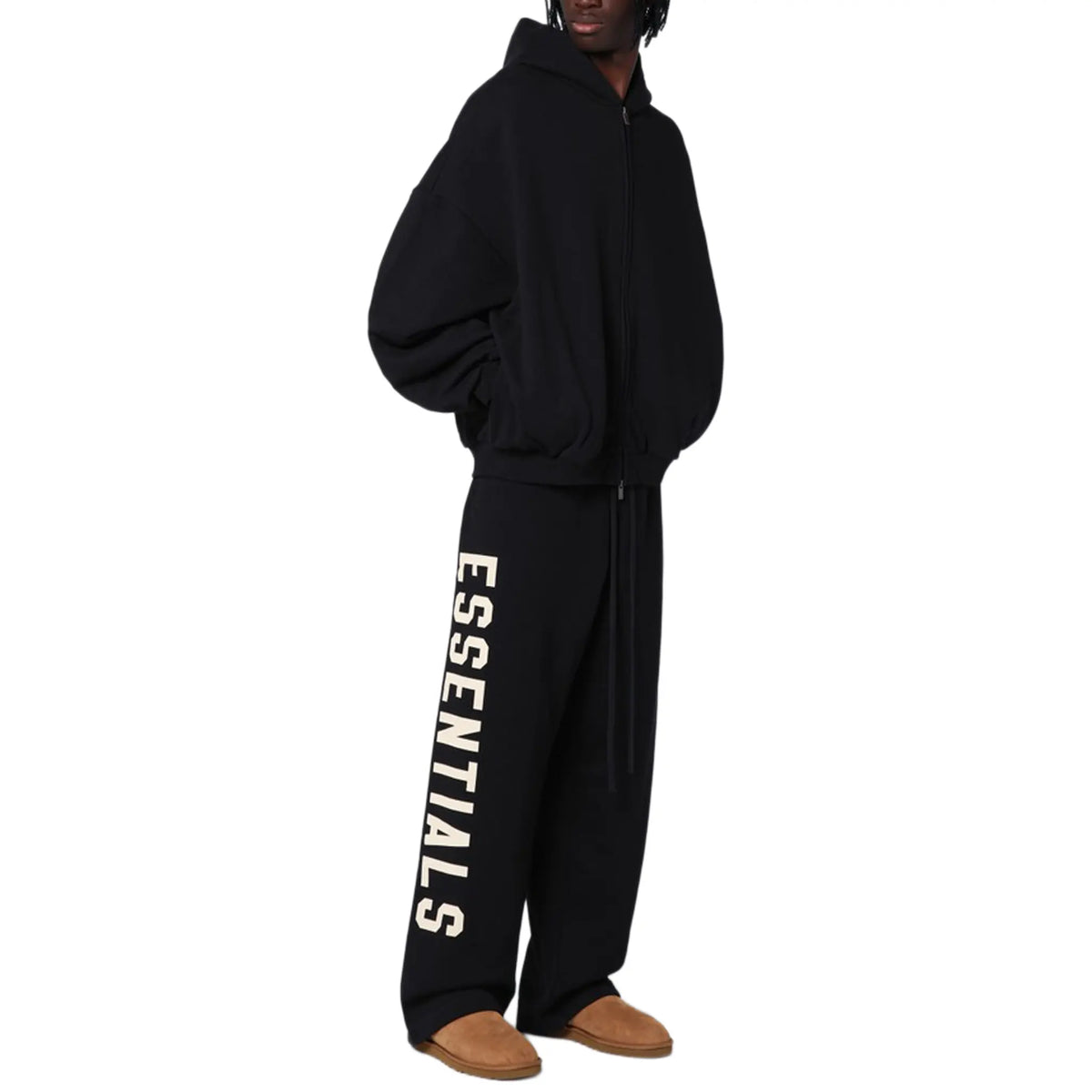Fear Of God Essentials Heavy Fleece Black Zip-Up Hoodie (FW24)